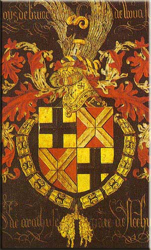 Blason de Louis De Bruges Sire de La Gruthuse, chevalier de la toison d'Or (église Notre Dame à Bruges, Belgique) Document transmis par Monsieur Pierre Desmarais