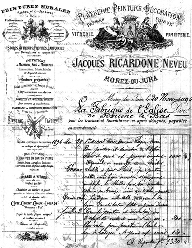 facture de remise en état de l'église